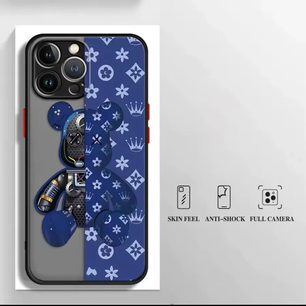 iPhone 16 Pro Max Case 3D Bear Navy Blue Shockproof Designer Aesthetic